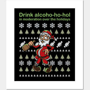 Drunk Santa Claus Funny Christmas Drinking Gift Posters and Art